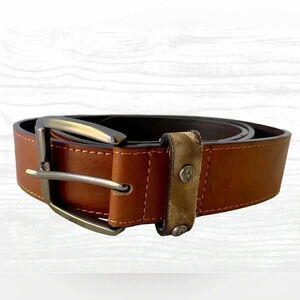MOSSY OAK men’s faux leather belt brown & silver MINT size 40-42 hunting fishing